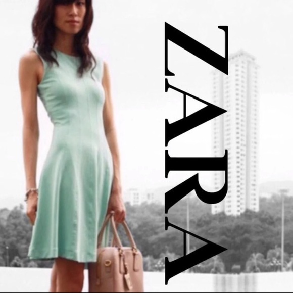 Zara Dresses & Skirts - Zara Mint Piped Fit and Flare Dress